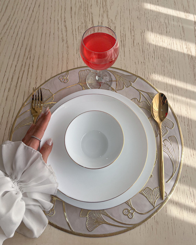 سرویس ارکوپال سفید ساده دورطلا ۶ نفره 28پارچه پارس اپال