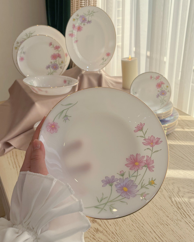 سرویس ارکوپیرکس 35 پارچه 6 نفره برند MP وارداتی طرح گل بنفش